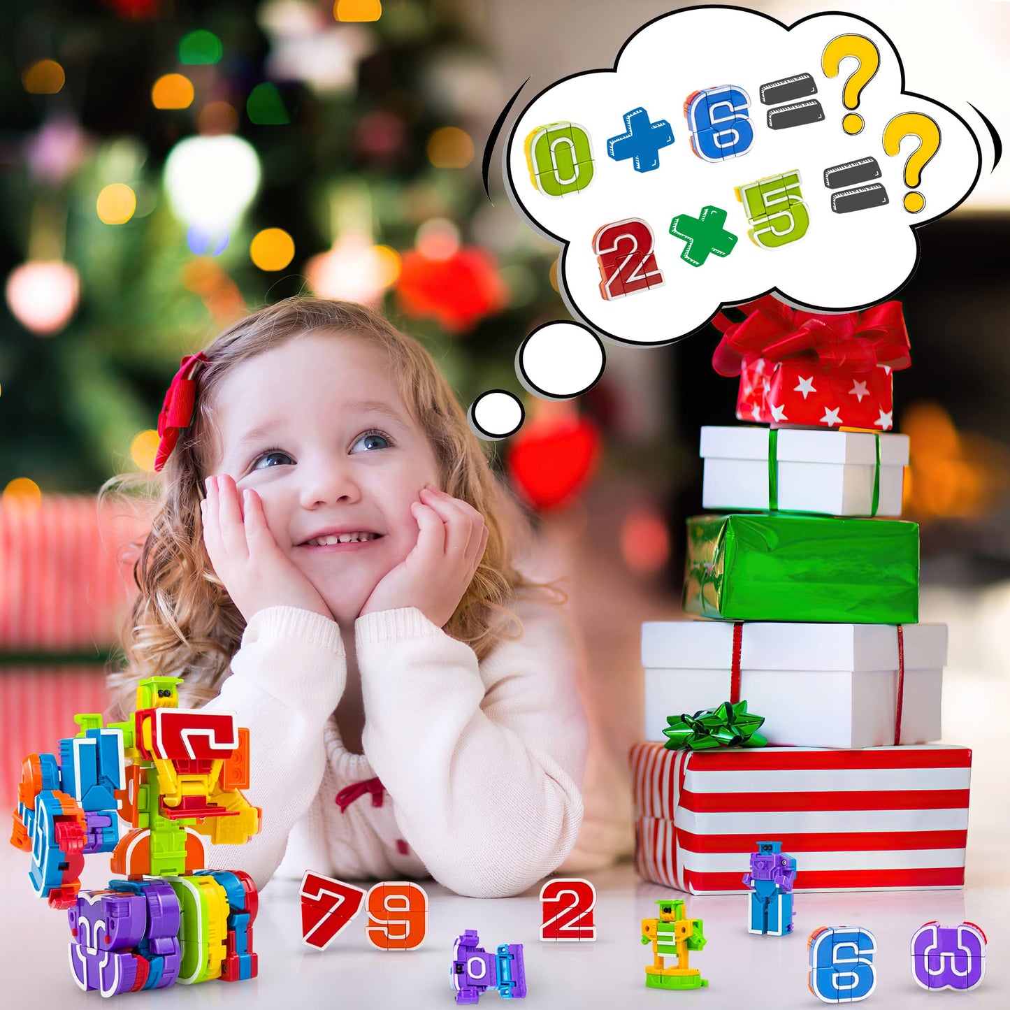 Lydaz Number Bots Toys - Multicolor Preschool Learning Math Robots, 10pcs for Boys 2-5 Years, Plastic Educational Gifts