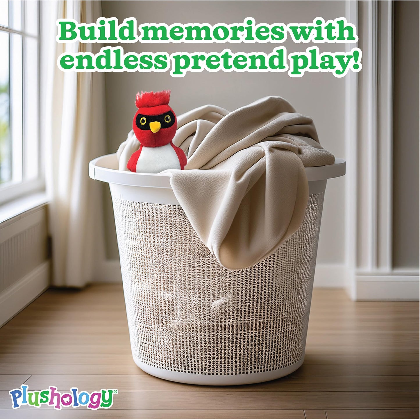 PLUSHOLOGY Squishy Cardinal Plush Toy - Ultra Soft, Child-Safe, 6" Tall, Multicolored, Embroidered Eyes, Model 155906
