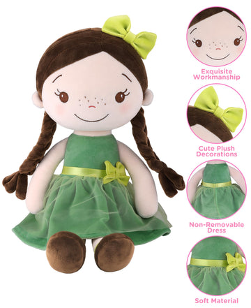 Gagaku Soft Baby Doll Toys (16''), My First Baby Rag Doll For 1 Year Old Girl Birthday Gift,Christmas Plush Toys Gift For Toddler Kids Infants - Forest Girl