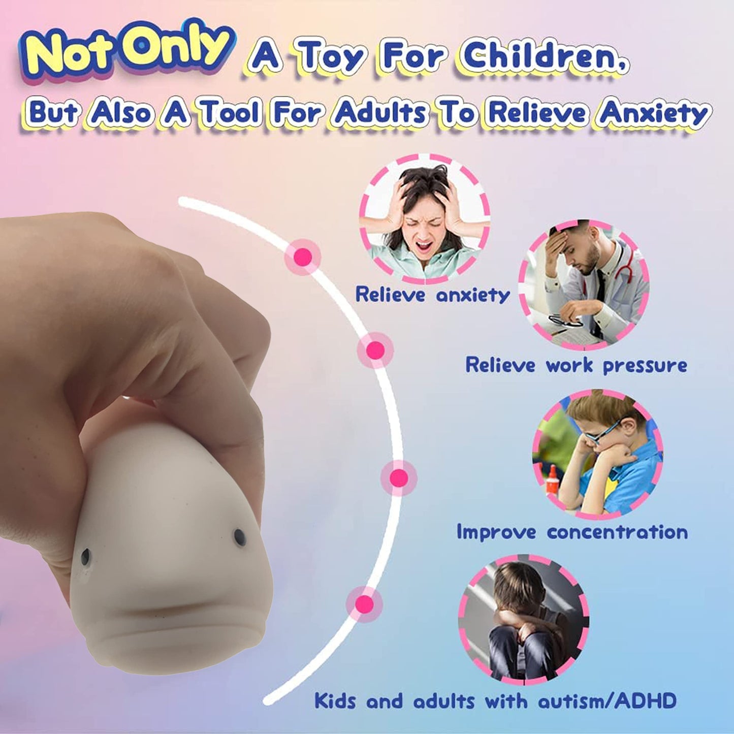 AWANGLUO Blobfish Toy - Scented Fidget Stress Relief Toy, Small White PU for Kids & Adults, Perfect Gift for Autism, Birthday & Christmas