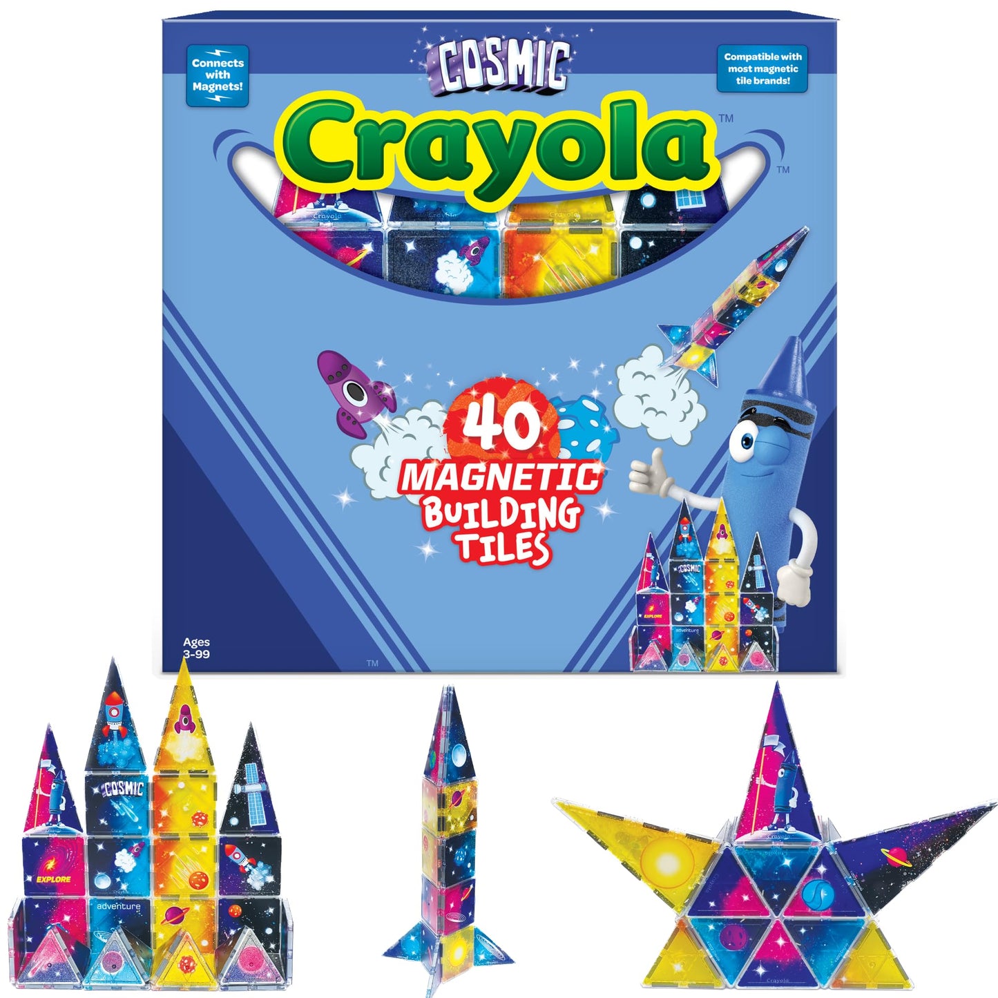 Createon Crayola Cosmic Magnetic Tiles, Building Set For Kids, Magnetic Building Toys For Kids, Stem Learning Toys For Boys And