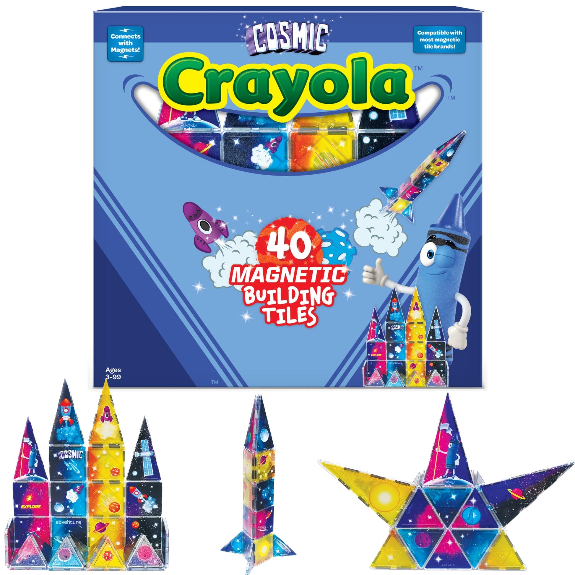 Createon Crayola Cosmic Magnetic Tiles, Building Set For Kids, Magnetic Building Toys For Kids, Stem Learning Toys For Boys And