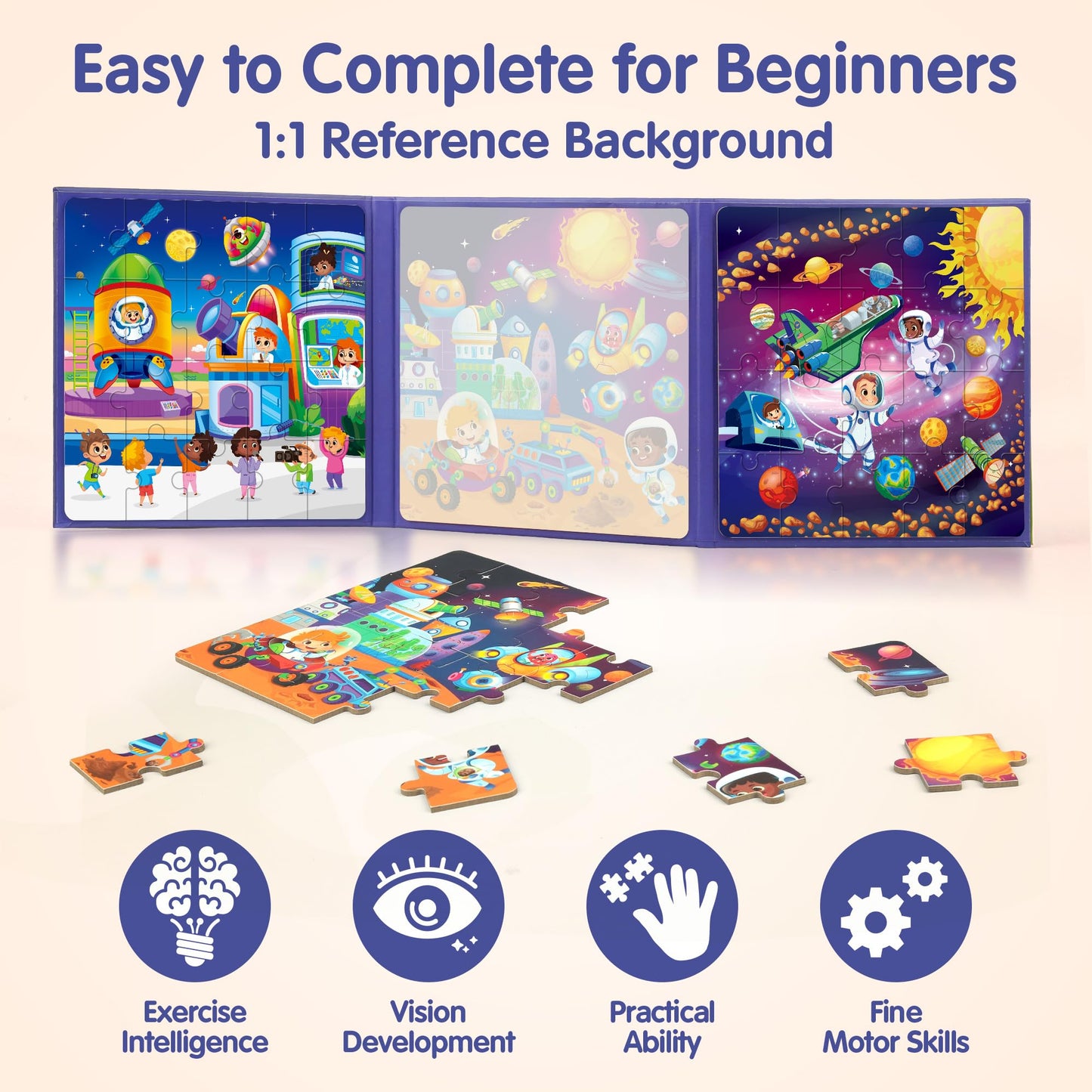 Synarry Magnetic Puzzles For Toddlers 3-5, Space Planets Solar System Puzzles For Toddlers 2-4, Travel Puzzles For Kids Ages 4-6 Car Airplane Road Trip Activities Games Gifts Toys For 3 4 5 6 Year Old