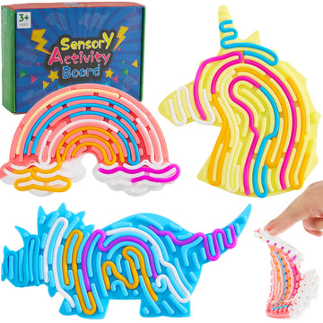 3Pcs Sensory Activity Board, Fidget Sensory Toys For Kids Adults, Duble Sided Design Kids Busy Board For Fine Motor Skill, Calm Down Fidget Toy For Stress Relief, Calming, Focus, Adhd And Autism