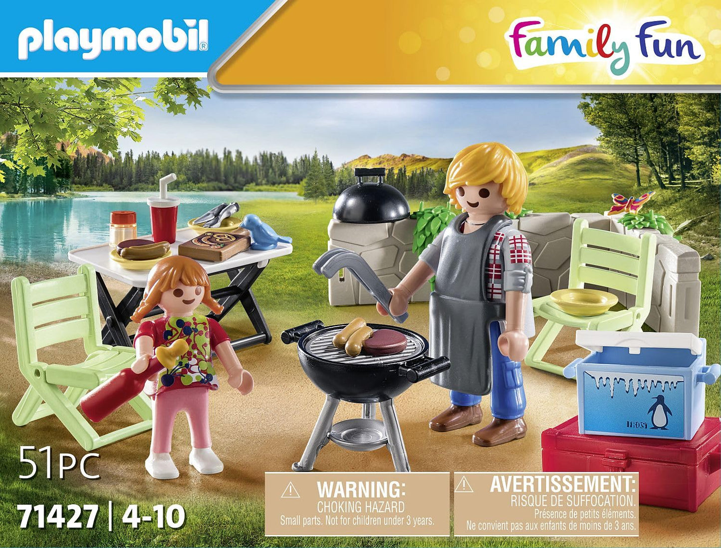 Playmobil Family Fun 71427 Shared Barbecue, Camping, Fun And Enjoyment Outdoors With The Family, With Grill, Cooking Apron And Great Accessories, Toy For Children From 4 Years