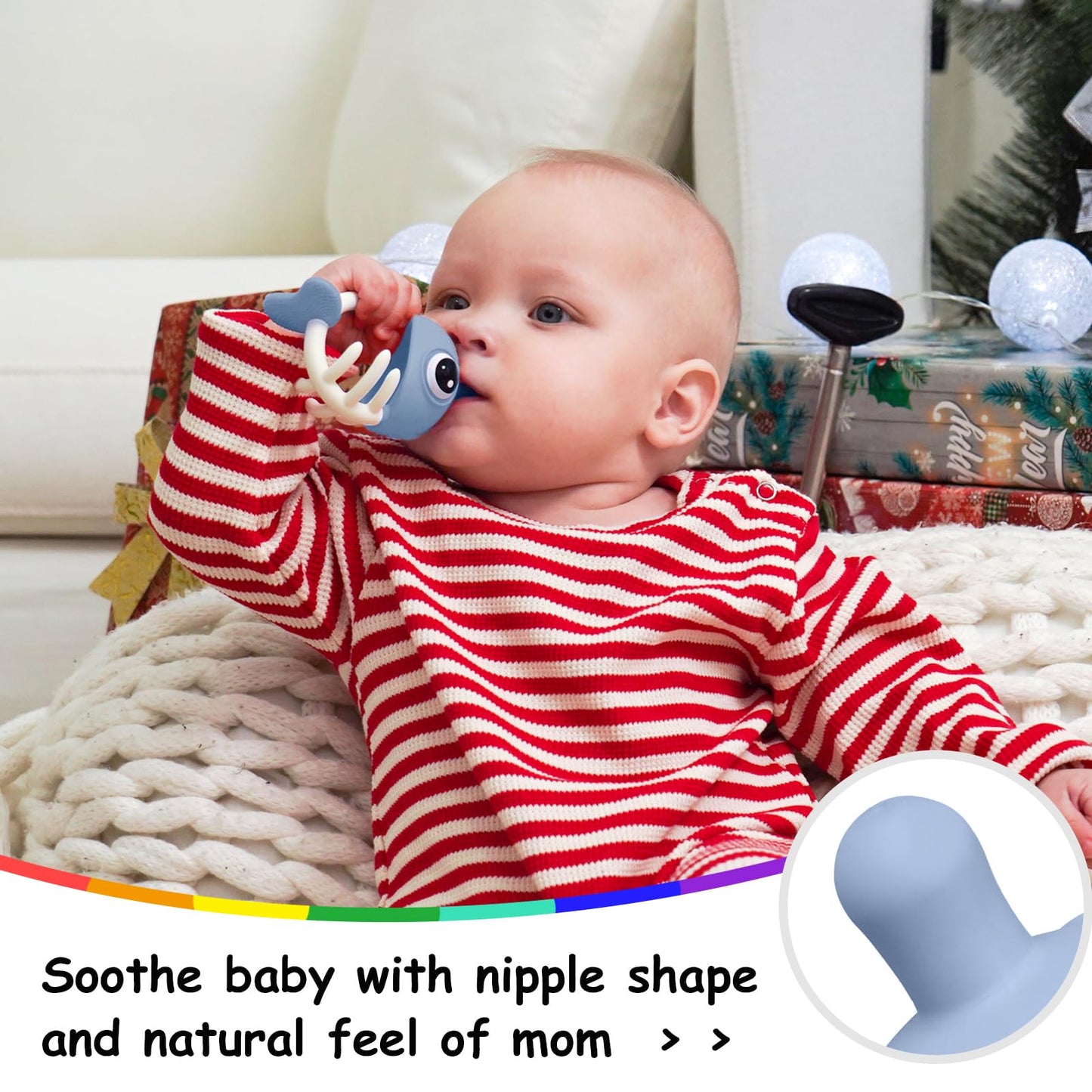 Mombella Baby Teething Toys 3-6 Months, Soft Silicone Teethers For Babies 6-12 Months, Clownfish Baby Teether Toys With Pacifier