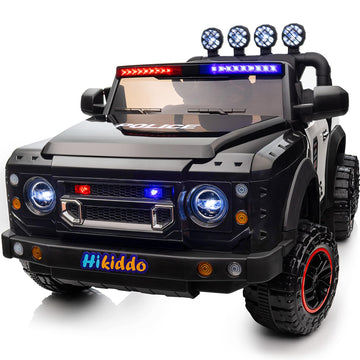 Hikiddo Electric Police Car For Kids 2 Seater, 24V 4Wd Ride On Toy For Big Kids With Remote Control, 4X200W Motors, 5Mph Max Spe