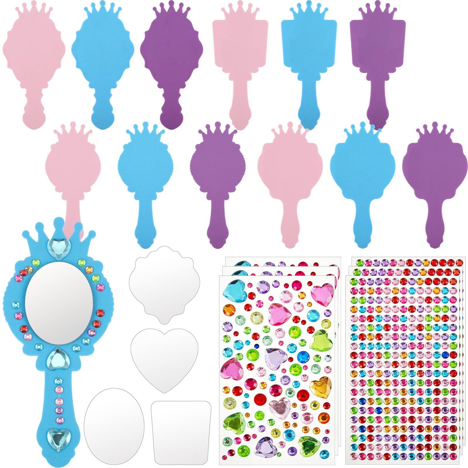 Liliful 12 Pack Princess Foam Mirror Kits Decorate Your Own Princess Mirrors Party Supplies Kids Unbreakable Toy Crafts For Girls Party Favors Birthday Diy Decorations(Stylish)