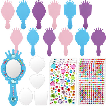 Liliful 12 Pack Princess Foam Mirror Kits Decorate Your Own Princess Mirrors Party Supplies Kids Unbreakable Toy Crafts For Girls Party Favors Birthday Diy Decorations(Stylish)