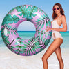 HeySplash Pool Tubes for mature-themed  42 Inch Large Pool Floats with Handles  Inflatable Swim Rings Lounge  Hawaii Fun Swim Floaties Swimming Pool Beach Lake River Party Decoration Toys  Pink+Green Leaves