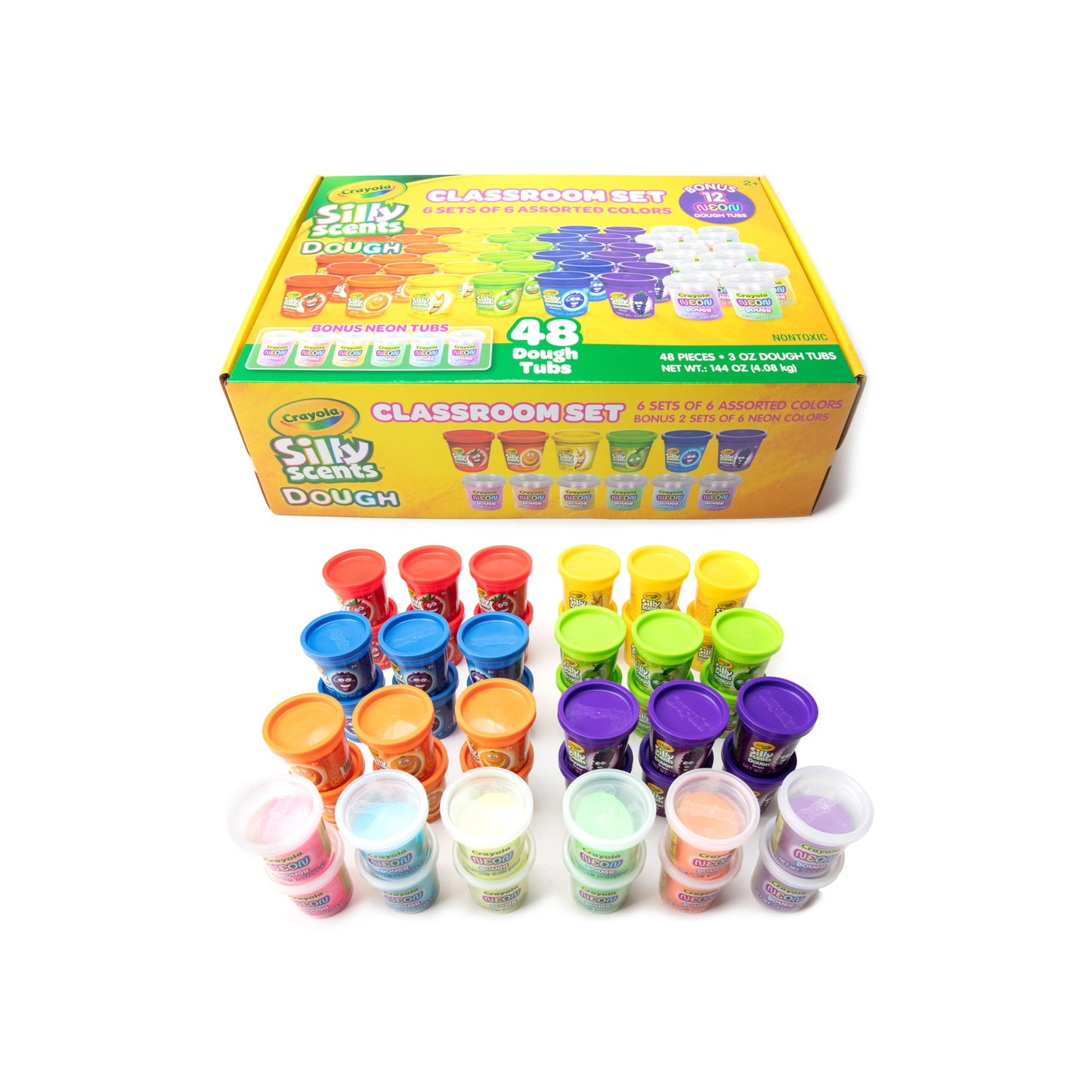 Crayola Dough Silly Scents | Playdough Bulk Pack for Teacher Supplies | Classroom or Preschool | 48 Tubs of 3oz Play Dough | 36