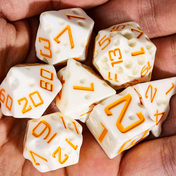 HDdais Cheese Dice DND Dice Set 7PCS White Polyhedral Dice Set D&D for Dungeons and Dragons Role Playing Game Tabletop Games