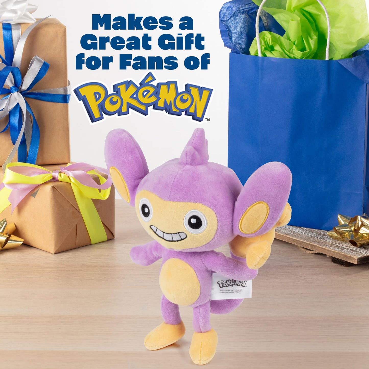 Pok?mon 8 Aipom Plush - Officially Licensed - Generation 2 Figure - Authentic Soft Stuffed Animal Toy - Gift for Kids  Boys  Girls - 2+