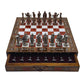15 Handmade Chess Set With British Army Metal Chess Pieces, Luxury Storage Chess Board, For All Ages, Ideal For Father, (Rose)