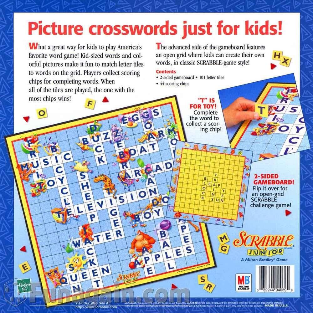 Scrabble Junior Crossword Game - Medium Size, Multi-Color, Cardboard - Model 04039, Vintage 1999