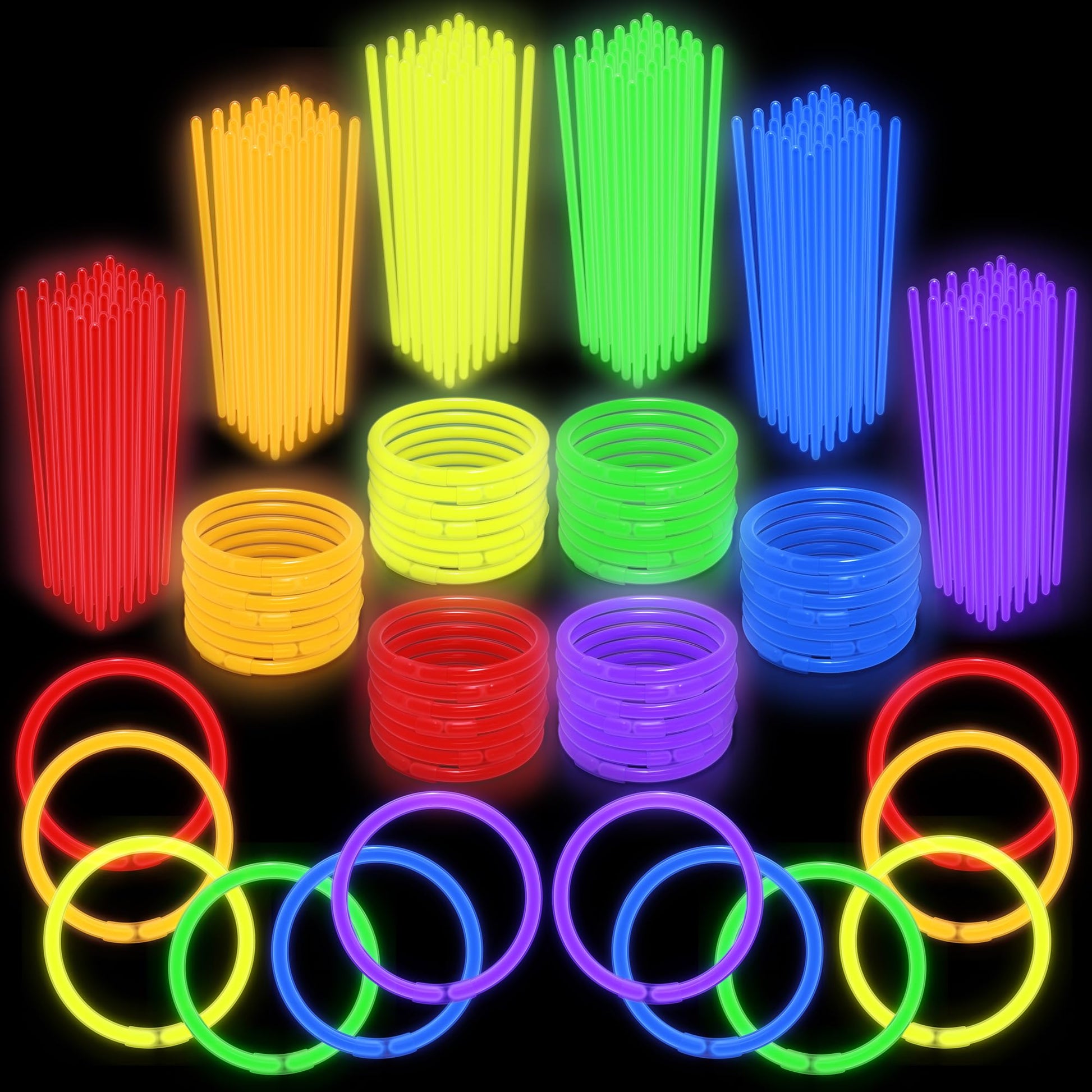 Play22 300 Pc 8    Ultra Bright Glow Sticks Bulk Party Pack - Halloween Glow in The Dark Party Favors - Glowsticks Party Supplie