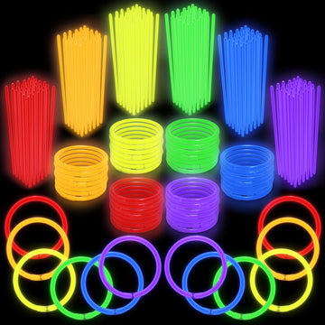 Play22 100Pk Ultra Bright Glow Sticks Bulk Party Favors - 8' Premium Glow In The Dark Party Supplies, Neon, Easter, Halloween Party Decorations Glow Necklaces And Bracelets For Kids Or Adults