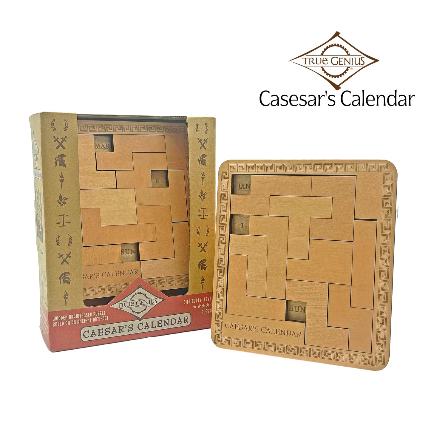 Project Genius Caesar's Calendar Wood Puzzle - 365+ Brainteasers, Multicolor, TG444, Gift for Adults & Kids 8+