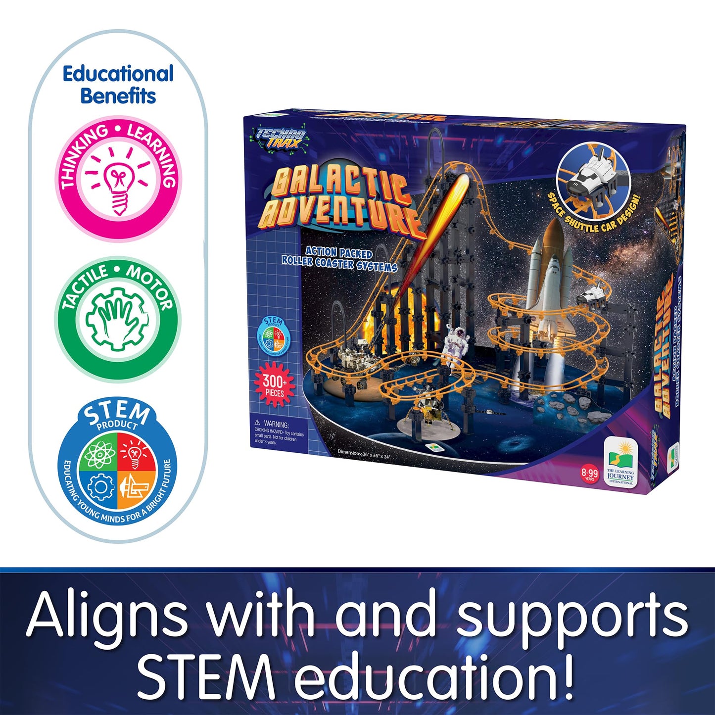 The Learning Journey International Techno Trax Roller Coaster Building Kit, 300+ pcs, Multi-color, STEM Gift for Ages 8+