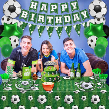 233 Pack Soccer Party Supplies Soccer Party Decorations Boys Sports Theme Birthday Decor Soccer Theme Tableware Set - Soccer Pla