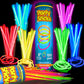 Partysticks 100 Ultra Bright Glow Sticks Bracelets And Necklaces - Premium Glow In The Dark Party Supplies And Decorations - Bulk 8' Glowsticks Party Favors Pack