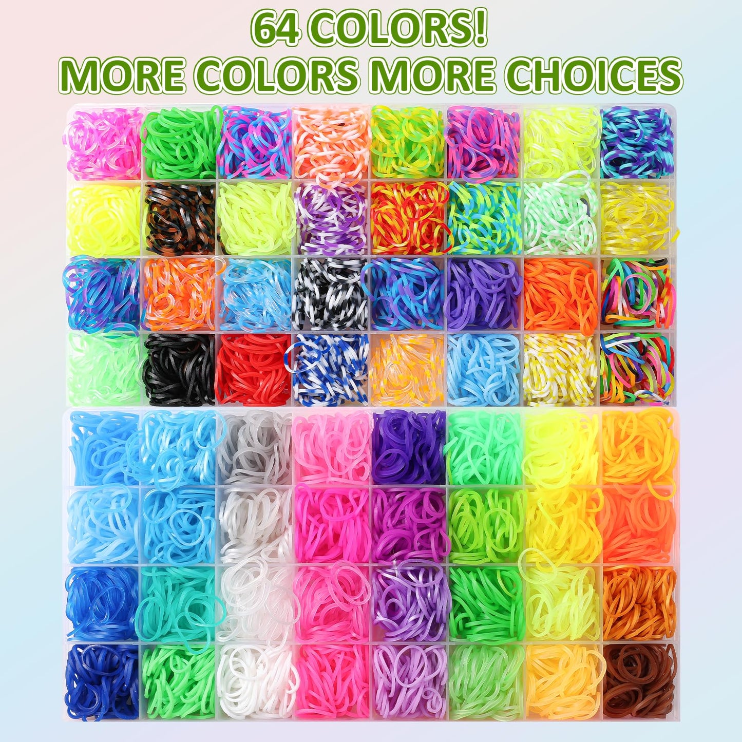 XKDOUS 64 Colors Rubber Band Bracelet Kit, Bracelet Making Kit for Art and Craft, Rubberband Bracelets Kit for Kids Ages 6+, Ban