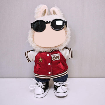 Doll Outfit Set for 17cm Dolls  4 Piece Clothes Set for Labubu  enhanced Fashion Clothes for Labubu Dolls Accessories Suit Baseball Jacket+Jeans+Canvas Shoes+Glasses