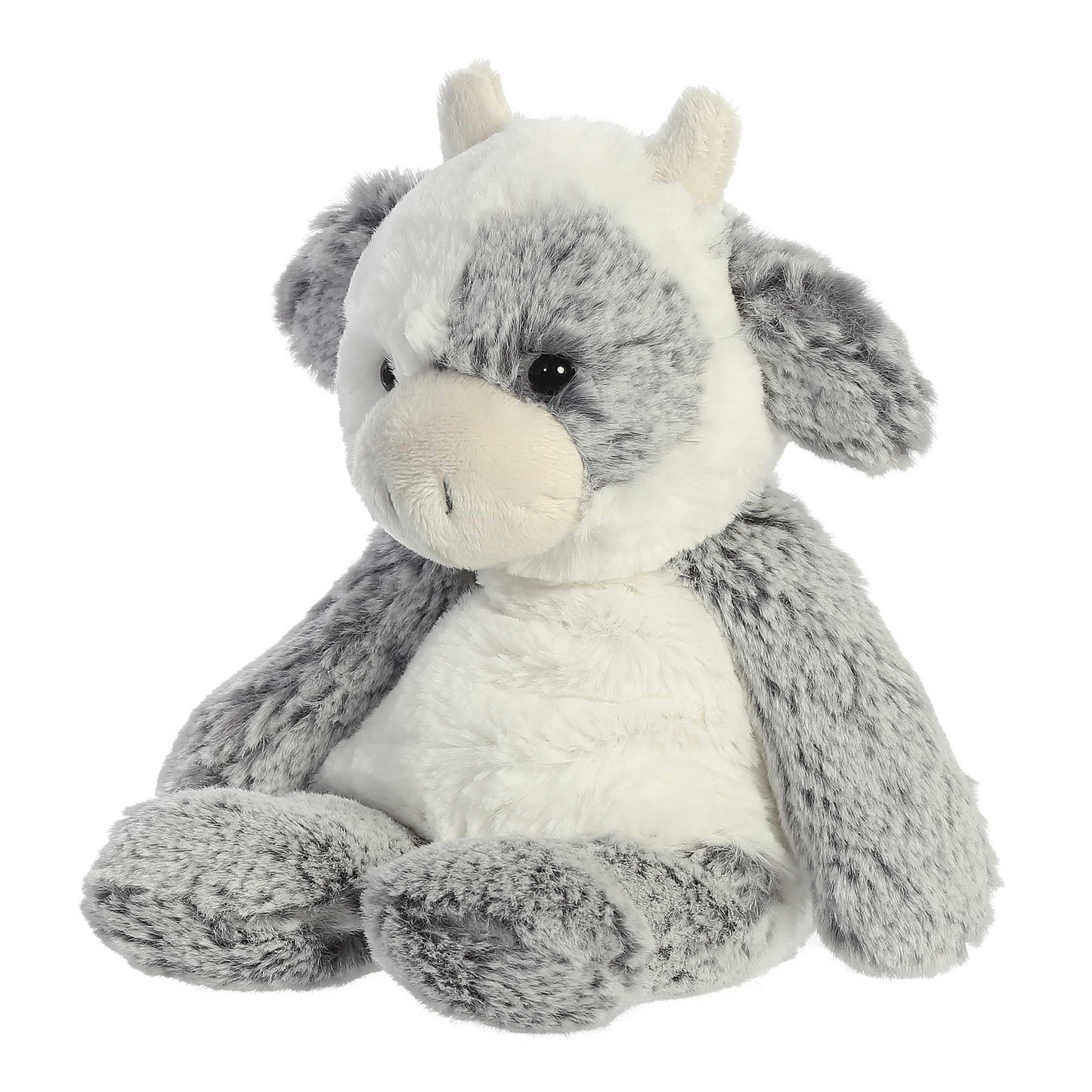 Aurora Snuggly Sweet & Softer Cow Stuffed Animal - Comforting Companion - Imaginative Play - White 9 Inches