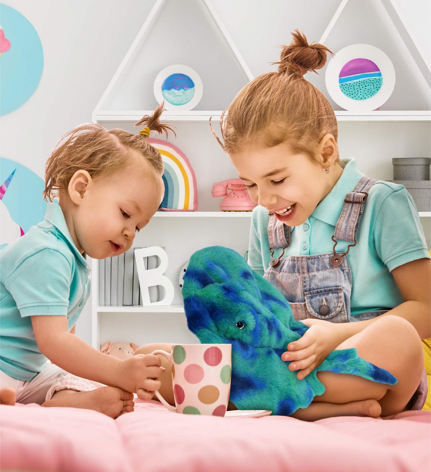 DolliBu Blue Tie-Dye Stingray Plush - Super Soft Stuffed Animal, 20 Inches, Ideal Gift for Kids & Nursery Decor