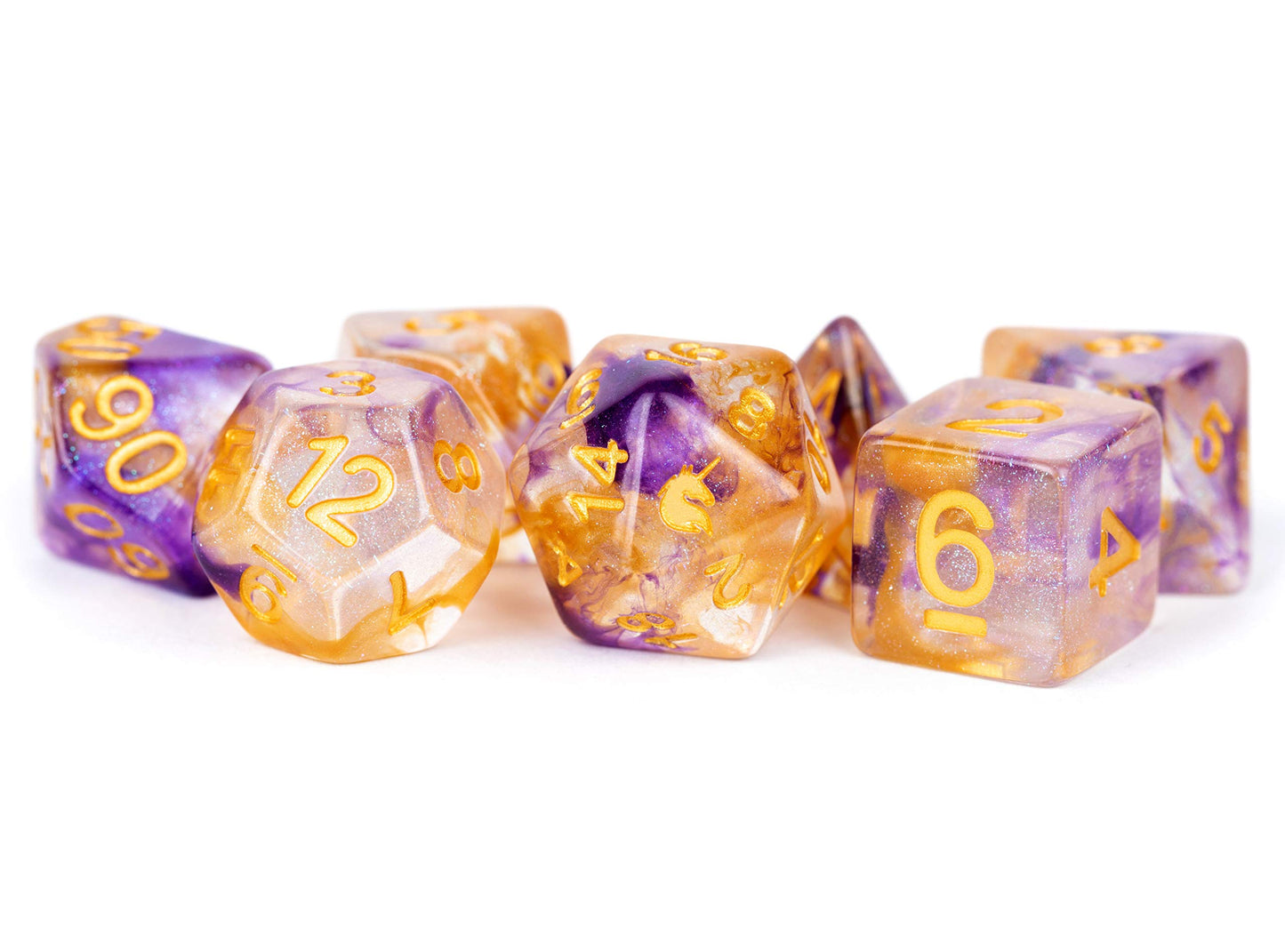 Metallic Dice games LIc711 Unicorn Royal Sunset Dice - Set of 7