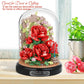 Plintone Blooming Red Roses Building Set For Adults, 574 Pcs Botanical Collection With Dust Cover, Romantic Rose Bouquet Bonsai