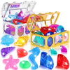 YUJUN 30 Pieces Colorful Diving Gem Pool Toys Big Diamond Ocean Animals Gem with Treasure Pirate Chest Box Summer Underwater Acrylic Gemstones Set for Kids Swimming Pool Party Favors