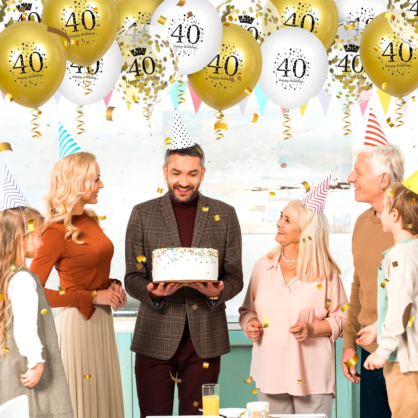 40Th Birthday Balloons 15Pcs White Gold Happy 40Th Birthday Latex Balloons Confetti Balloons For Men Women 40 Anniversary Birthday Party Decorations White Gold Balloons Birthday Decor Supplies 12 Inch