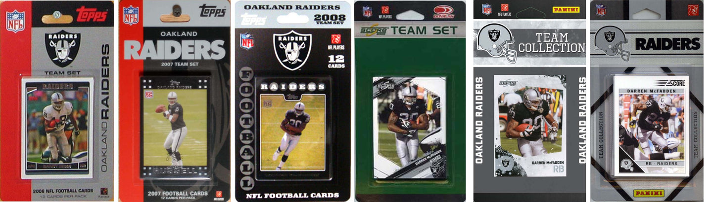 Nfl Oakland Raiders Six Different Licensed Trading Card Team Sets