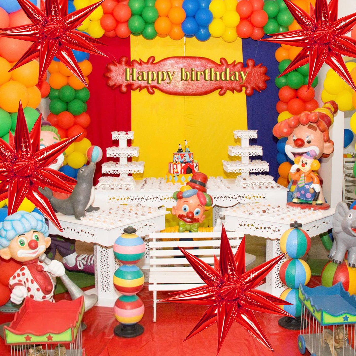 Zakvoor 60 Pcs Star Balloons 12 Spike Foil Explosion Party Decoration Balloons For Christmas Valentine'S Day Anniversary Backdro