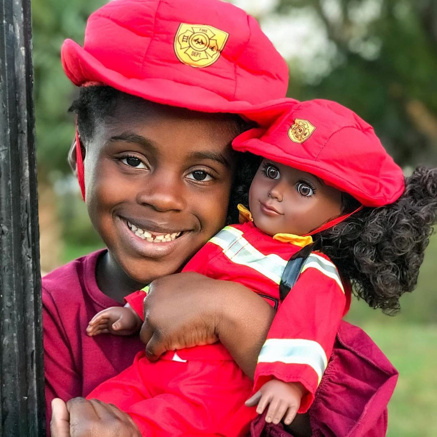 Playtime By Eimmie 18 Inch Doll Clothes - Firefighter Outfit, Matching Hat & Pet Dog Accessories Set - Outfits Fit American, Gen
