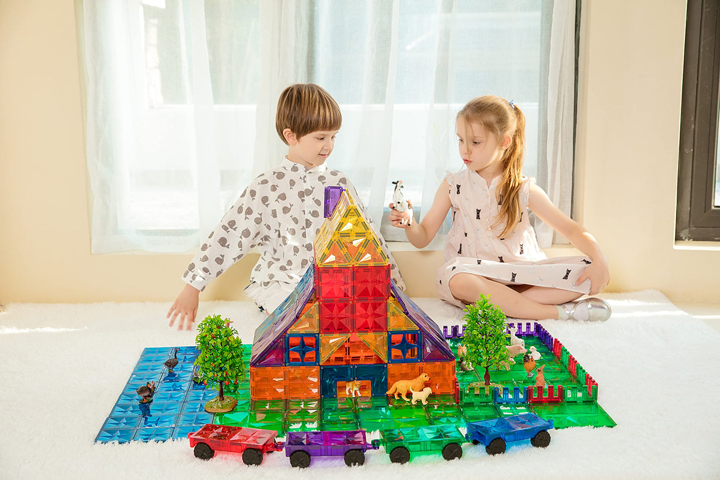 MEGAGONTILES 182PCS enhanced MagneticTiles  MagnetTiles  STEM AUTHENTICATED MEGA MagnetTiles  Magnetic Blocks  Magnetic Building Blocks  Magnets for Kids  MagneticTile Toy Boys Girls Age 3 4 5 6 7 8