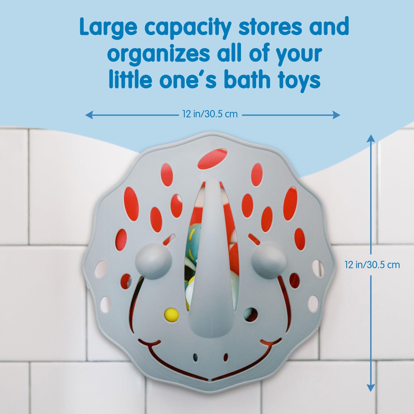 Dr. Brown'S Cleanup Dino-Scoop Baby Bath Toy Organizer & Hanging Storage With Large Capacity For Toddler Bath Toys, Dinosaur Theme, Bpa Free