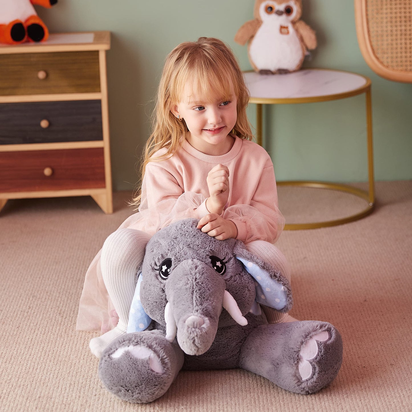 Ikasa Giant Elephant Stuffed Animal Plush Toy,29' Large Big Jumbo Soft Toys, Huge Size Cute Plushy Fluffy Fat Plushie,Gifts For Kids Girls