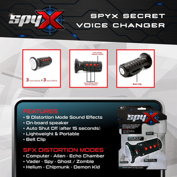 Spyx / Secret Voice Changer. Voice Synthesizer Spy Toy To Disguise Your Voice In Real-Time! Junior Secret Agent / Ninja Toy Gadget. Multi-Voice Amplifier Megaphone For Boys & Girls