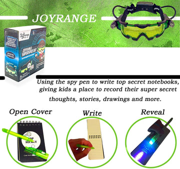 Joyrange Kids Night Vision Goggles - Night Mission Goggles With 2 Flip-Out Lights + Invisible Ink Pen + Top Secret Notepads + Id Card Holder -