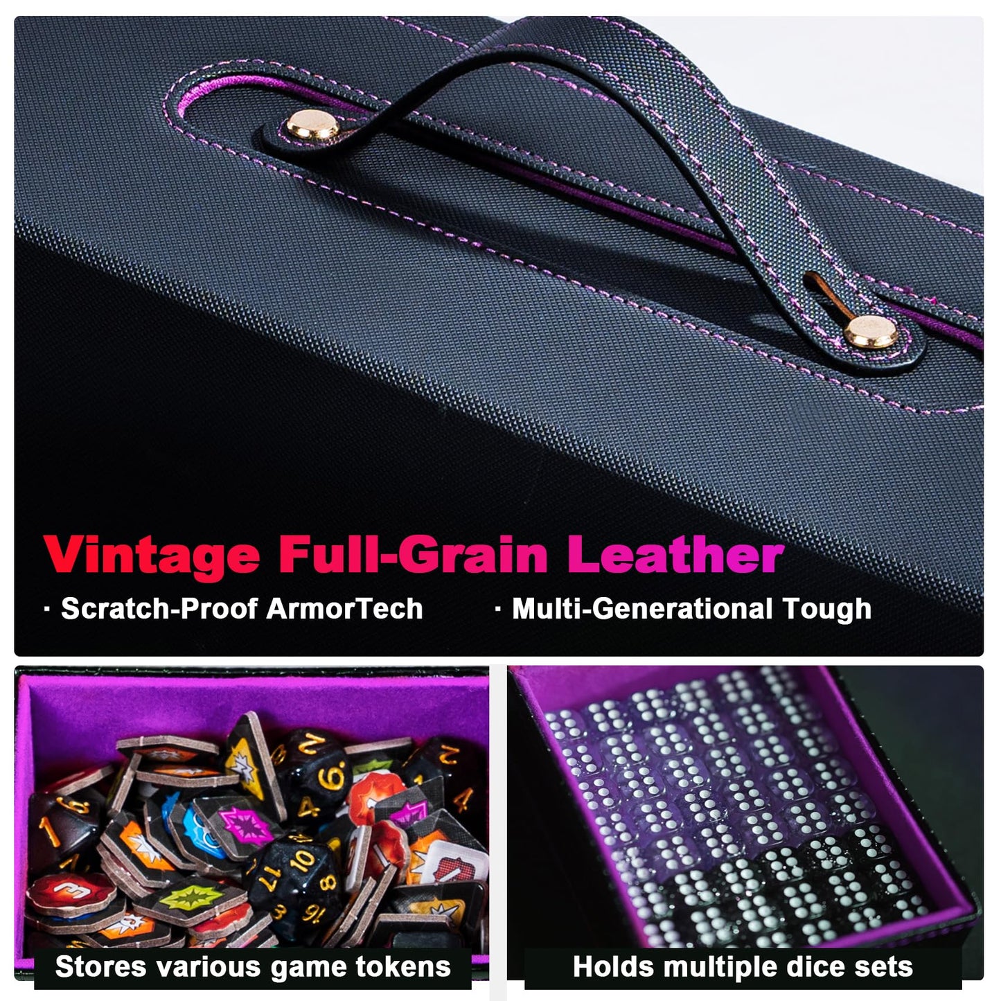 ArtBoutiq Commander Deck Box for MTG  6-Deck Modular Card Case with Dice Tray  Holds 600+ Double-Sleeved Cards and 35PT Magnetic Card Holders for Trading Cards & TCG Collections  B&P