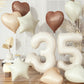 35Th Birthday Balloons Decor, Cream Brown Tan Helium Number 35 Balloon Heart Balloon, Neutral Beige Sand White Nude Foil Star Ba
