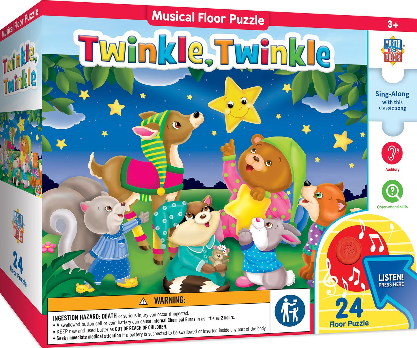 Masterpieces 24 Piece Twinkle Twinkle Sing-A-Long Sound Floor Puzzle For Kids - 18''X24''