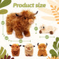 OUOZZZ Highland Cow Plush Toy - Large Fluffy Stuffed Animal with 4 Baby Calves - Travel-Friendly Gift for Kids 14.5"