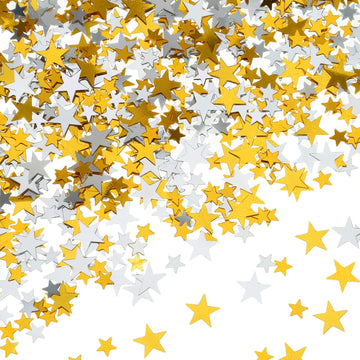 HESTYA 60g Star Confetti Glitter Star Table Confetti Metallic Foil Stars for Party Wedding Festival Decorations(Gold Silver 60g,