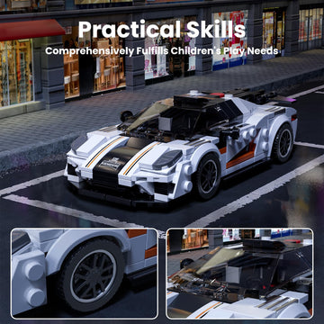 Mould King One : 1 Classic Sports Car Building Kits, Moc Racing Car Toys Model, Vehicle Blocks Set Suitable For Boys To Build, H