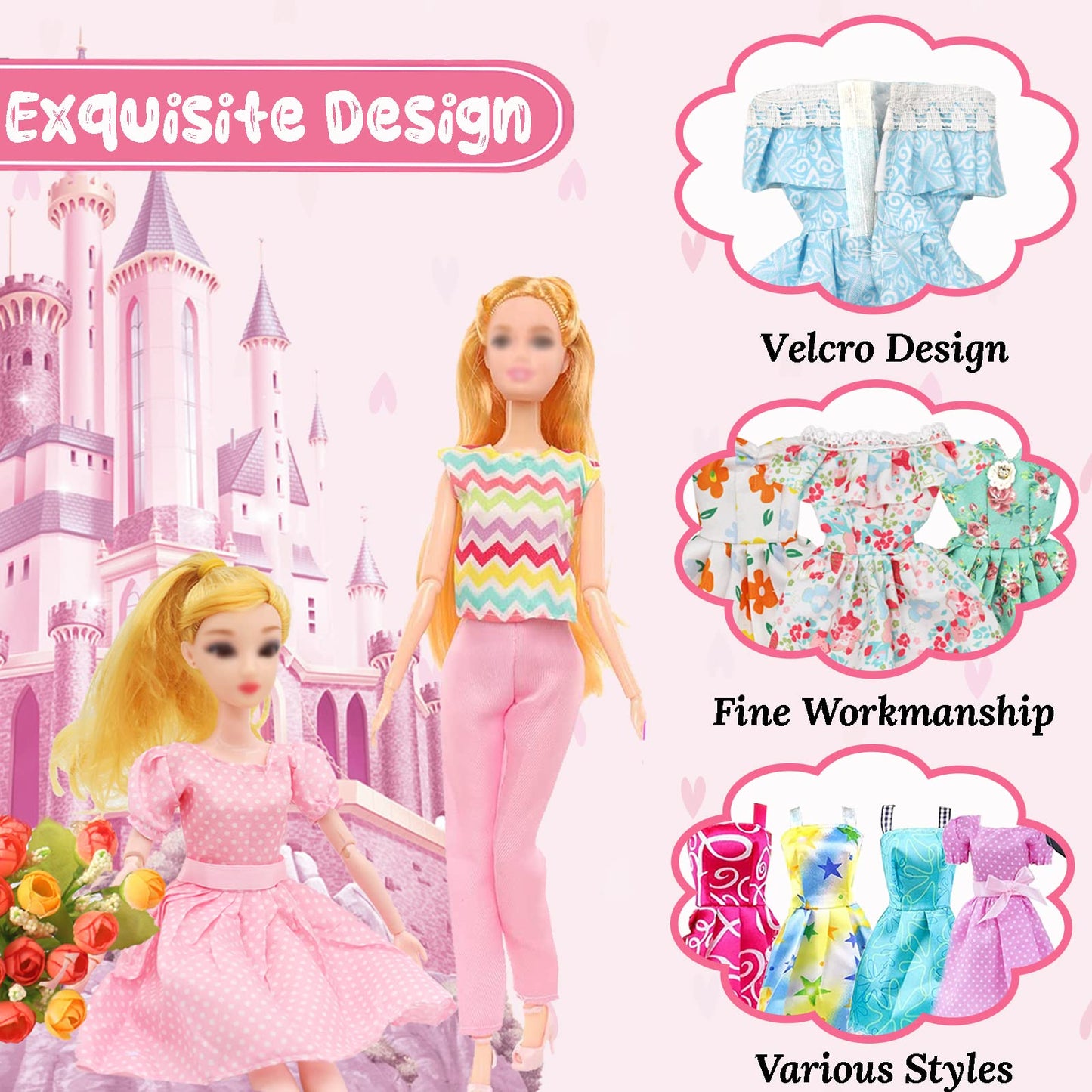 16 Pcs Doll Clothes And Accessories For Doll, 11.5 Inch Doll Outfit Collection Including 3 Short Skirts 2 Sequin Skirts 2 Sets 3