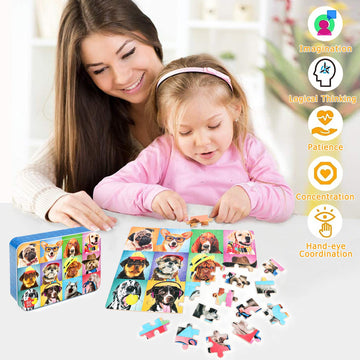 Lelemon Puzzles For Kids Ages 4-8,Mermaid 100 Piece Puzzles For Kids,Educational Kids Puzzles Ages 6-8 Jigsaw Puzzles In A Metal Box,Cool Puzzles Toys Puzzle Games For Girls And Boys
