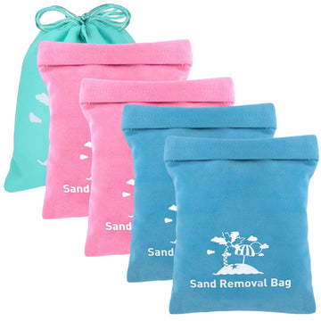 Mity Rain Sand Remover Wipe Mitt Bag - Velvet, Pink/Blue, Essential Beach Accessory for Kids & Women, Travel Necessities